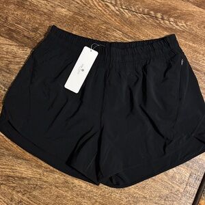 Women's Black Athletic Shorts with built-in underwear